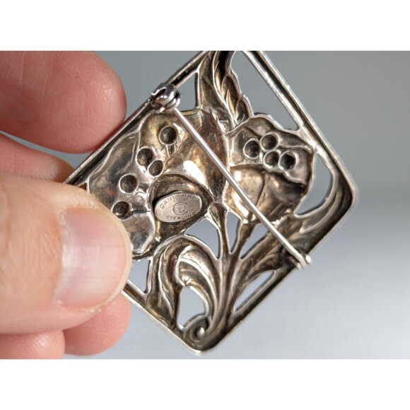 Vintage Danecraft Sterling Silver Poppy brooch, Square flower brooch gift for - Picture 8 of 8